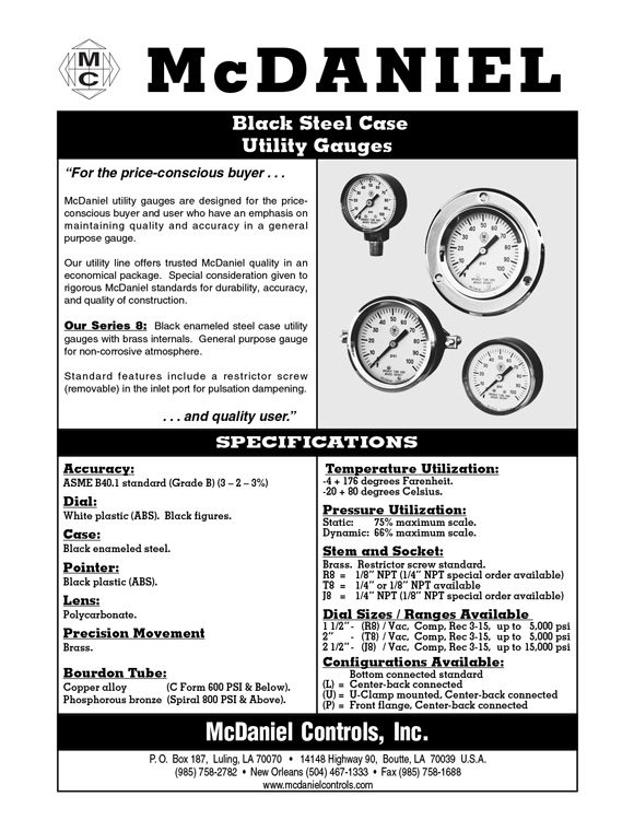 McDaniel Controls-Black Steel Case Utility Gauge Brochure