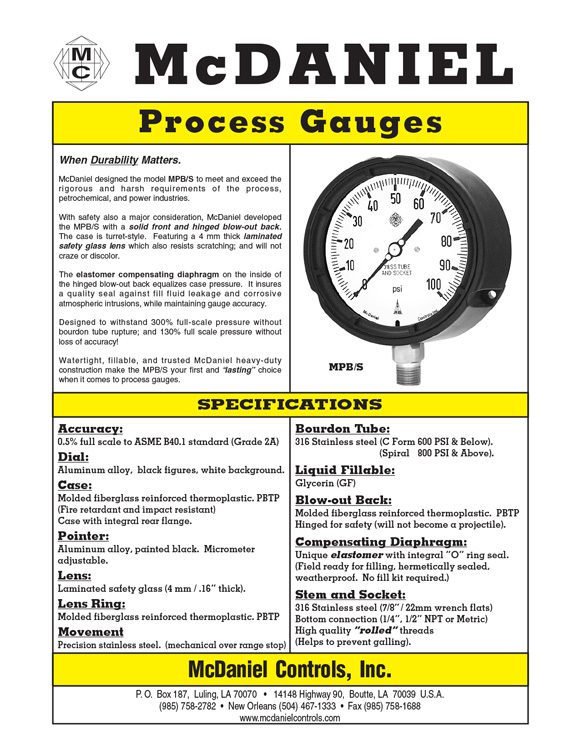 McDaniel Controls-Process Gauge Brochure