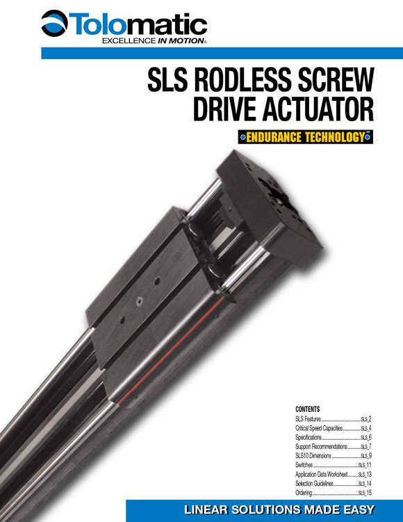 Tolomatic-SLS Rodless Screw Drive Actuator Catalog