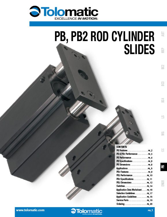 Tolomatic-PB, PB2 Rod Cylinder Slides Catalog