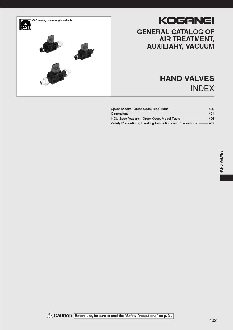 Koganei-Hand Valves Catalog