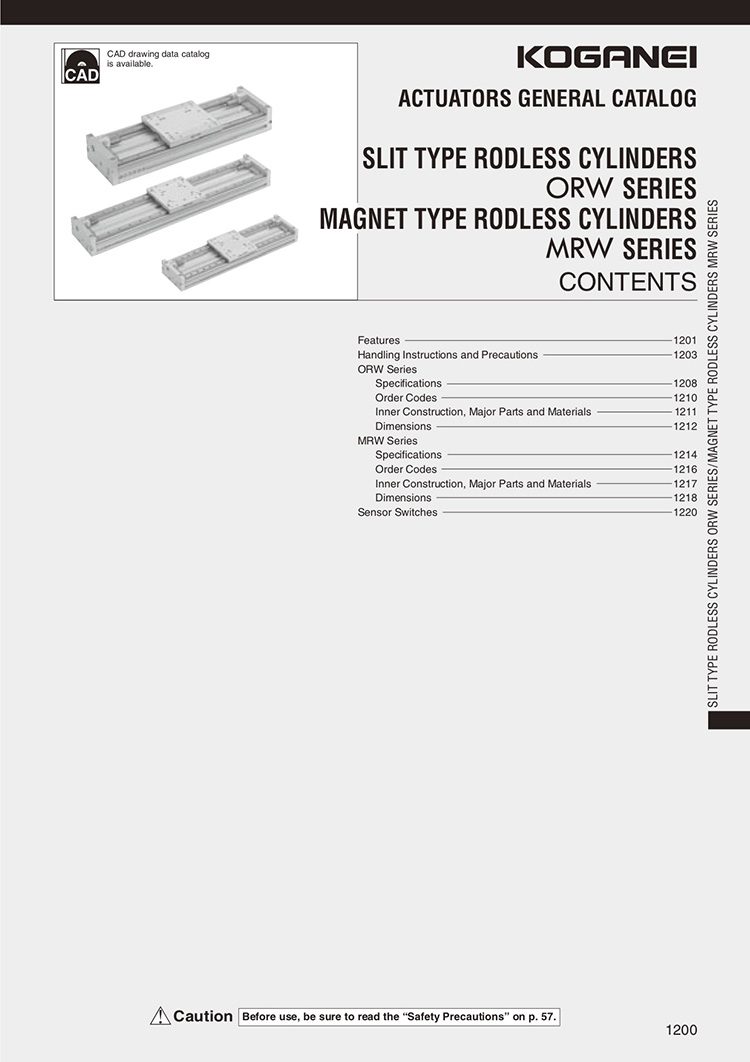 Koganei-ORW, MRW Series Cylinders Catalog
